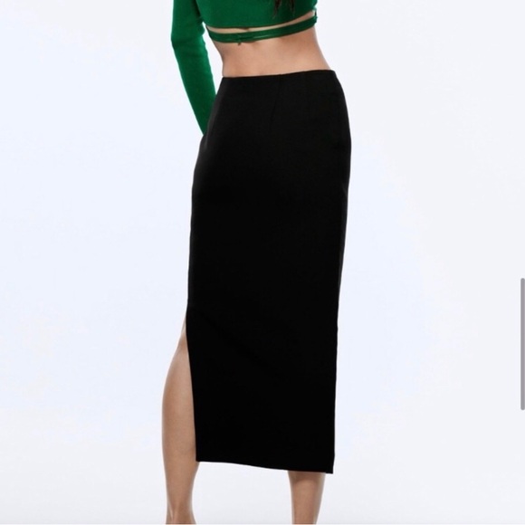 ZARA | Lace Up Black Pencil Skirt | Large | NWT - Picture 5 of 7